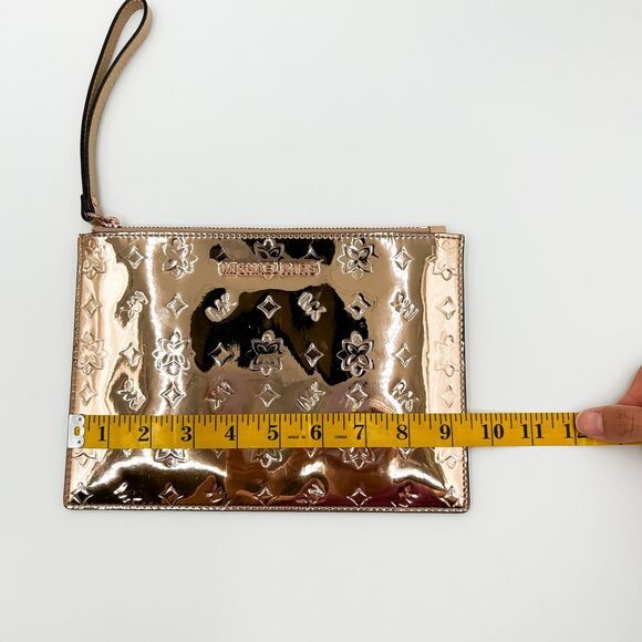 Michael Kors Jet Set Travel Zip Clutch Wristlet Rose Gold Metallic Mirror - Picture 4 of 9
